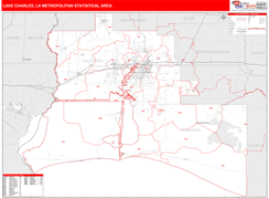 Lake Charles Metro Area Digital Map Red Line Style